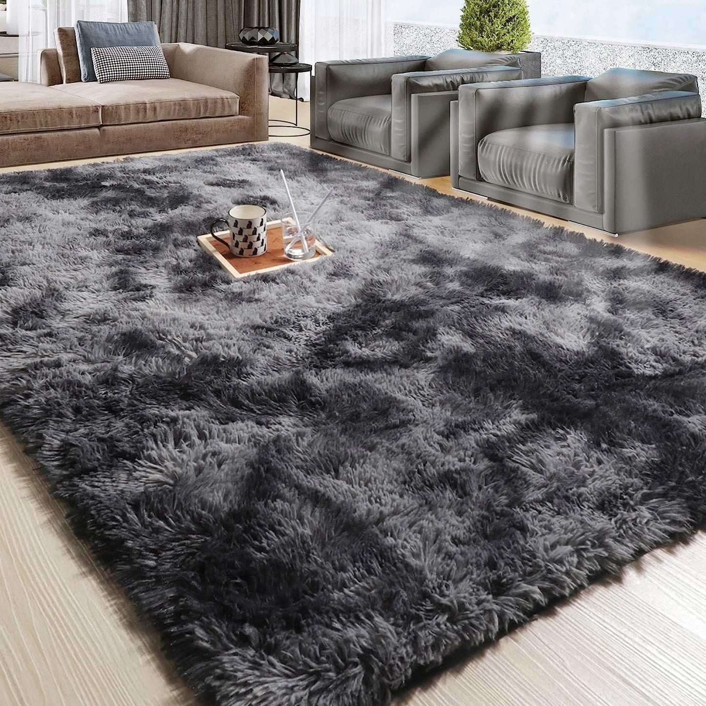 Fluffy Rugs Anti-Slip Large Shaggy Rug Super Soft Mat Living Room Bedroom Carpet