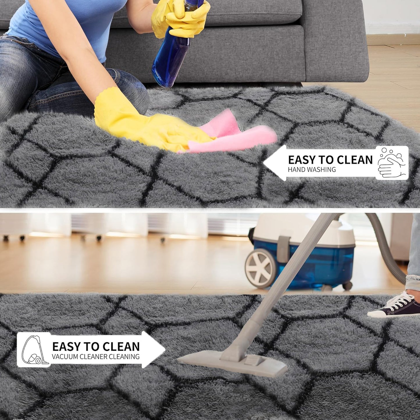 Fluffy Rugs Large Shaggy Rug Bedroom Living Room Anti Slip Soft Carpet Floor Mat