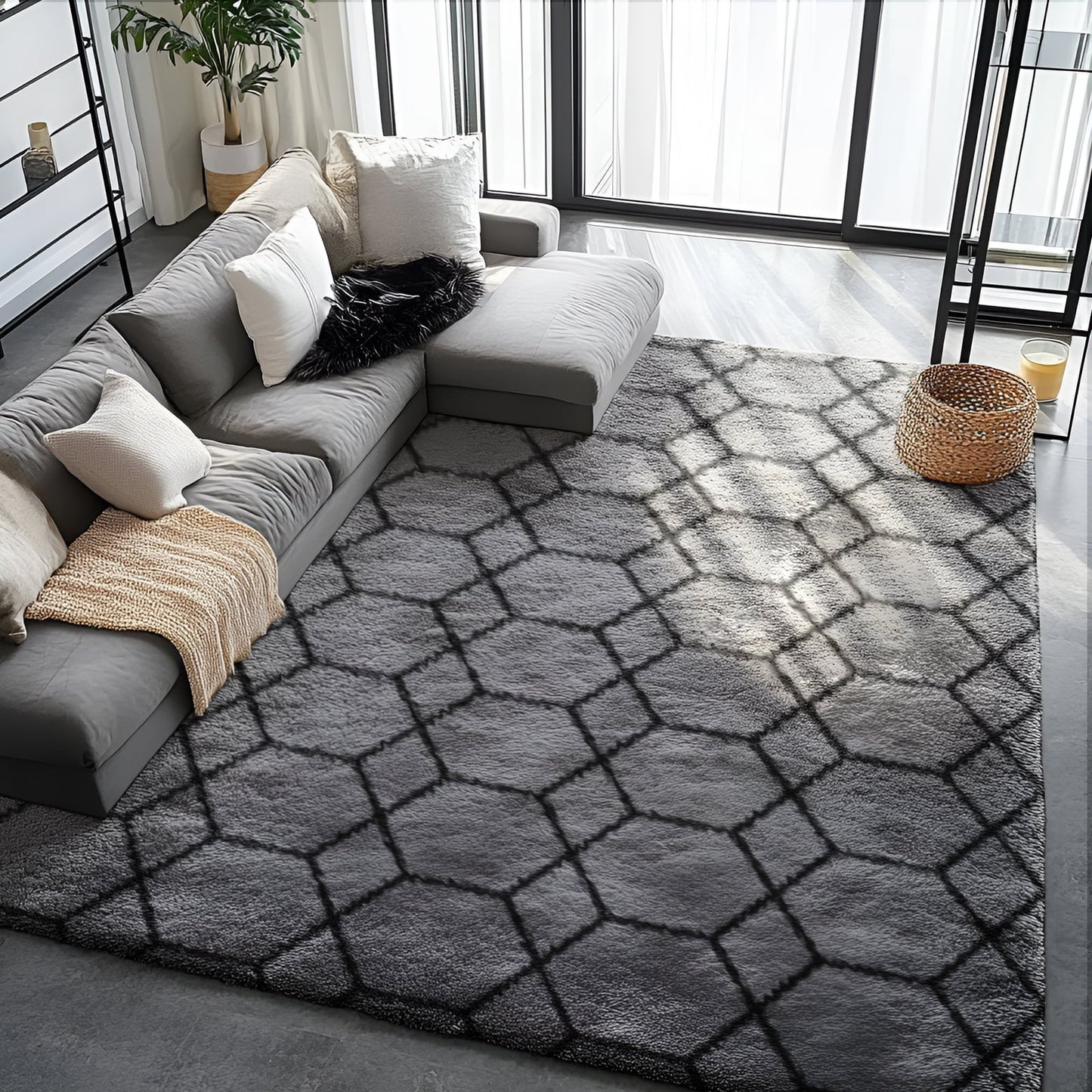 Fluffy Rugs Large Shaggy Rug Bedroom Living Room Anti Slip Soft Carpet Floor Mat