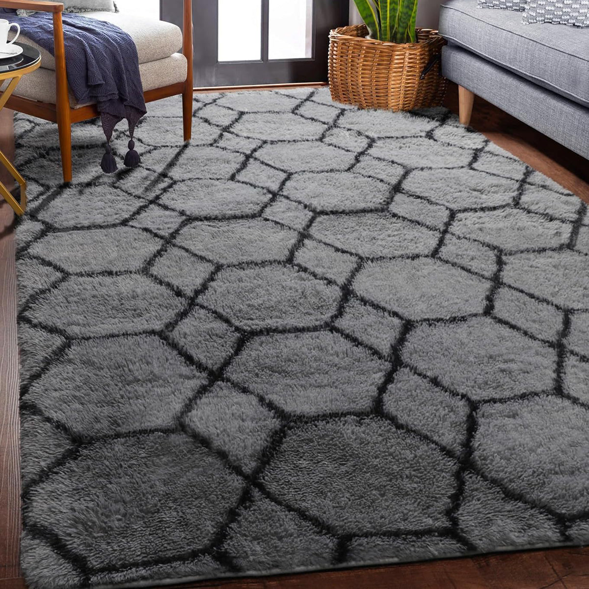Fluffy Rugs Large Shaggy Rug Bedroom Living Room Anti Slip Soft Carpet Floor Mat
