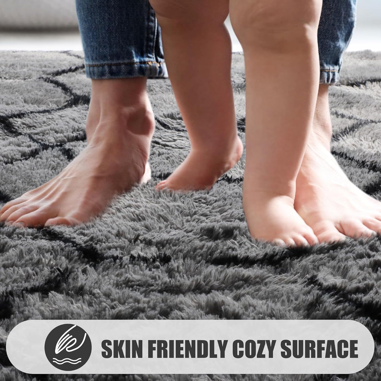 Fluffy Rugs Large Shaggy Rug Bedroom Living Room Anti Slip Soft Carpet Floor Mat