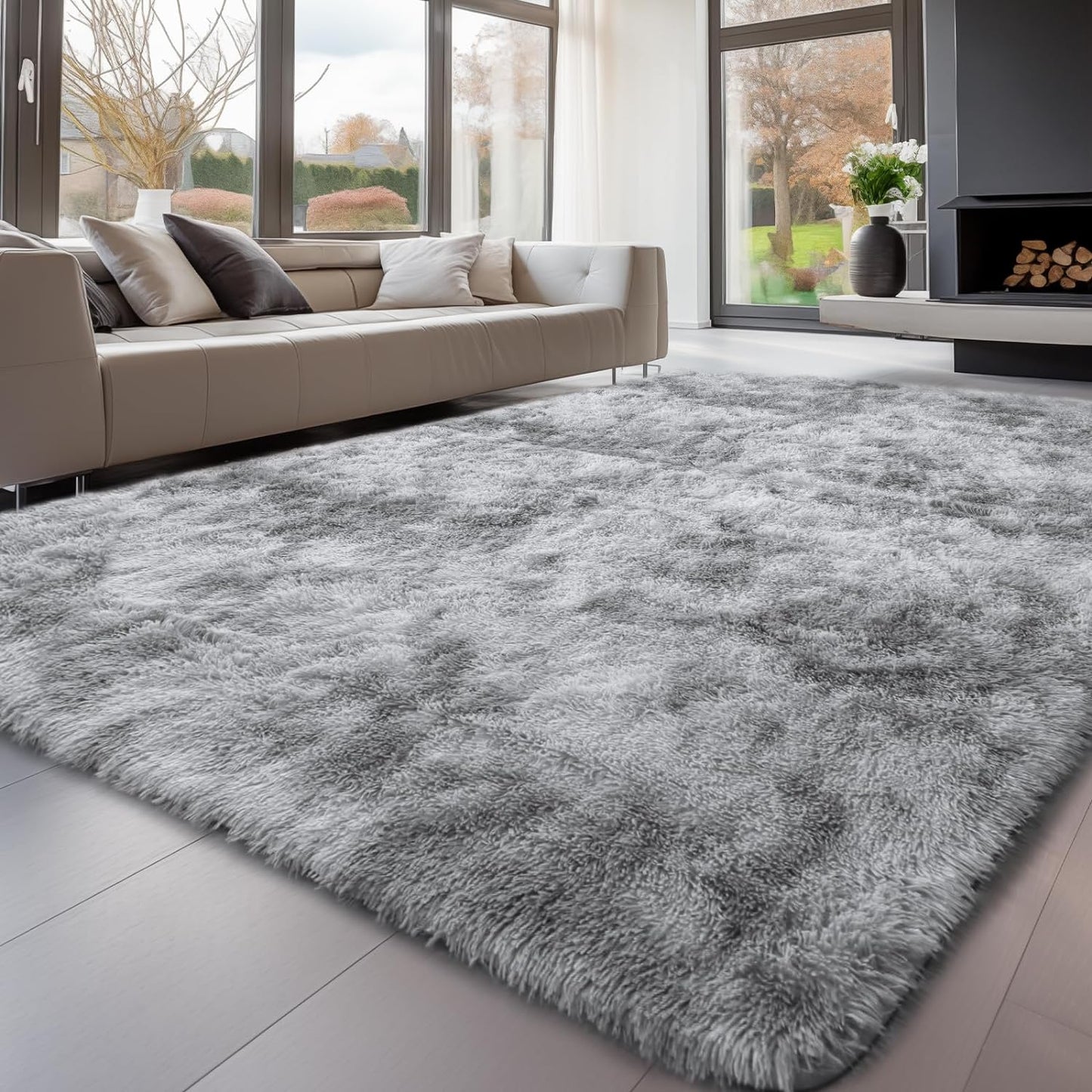 Fluffy Rugs Anti-Slip Large Shaggy Rug Super Soft Mat Living Room Bedroom Carpet