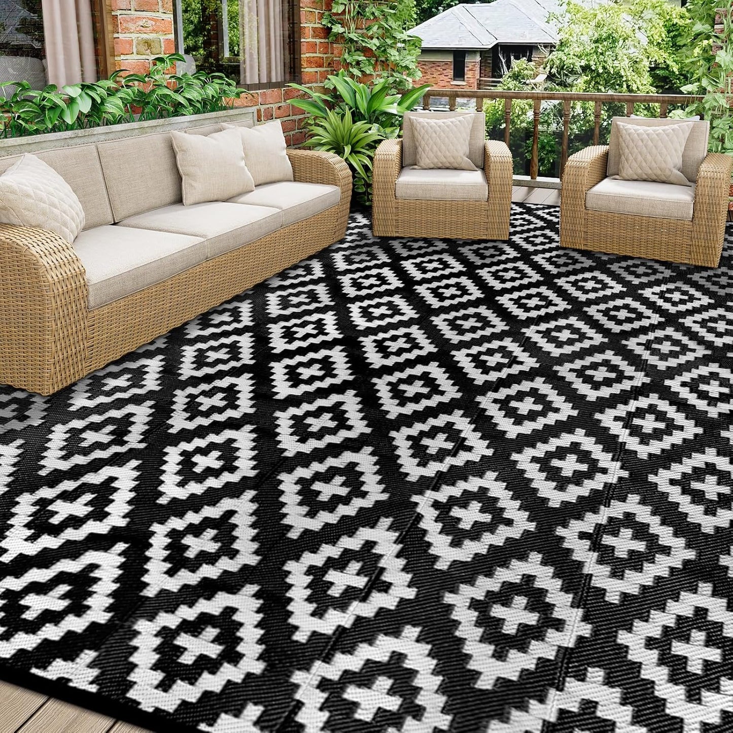 Outdoor Rug Garden Geometric Large Waterproof Patio Area Non Slip Deck Floor Mat
