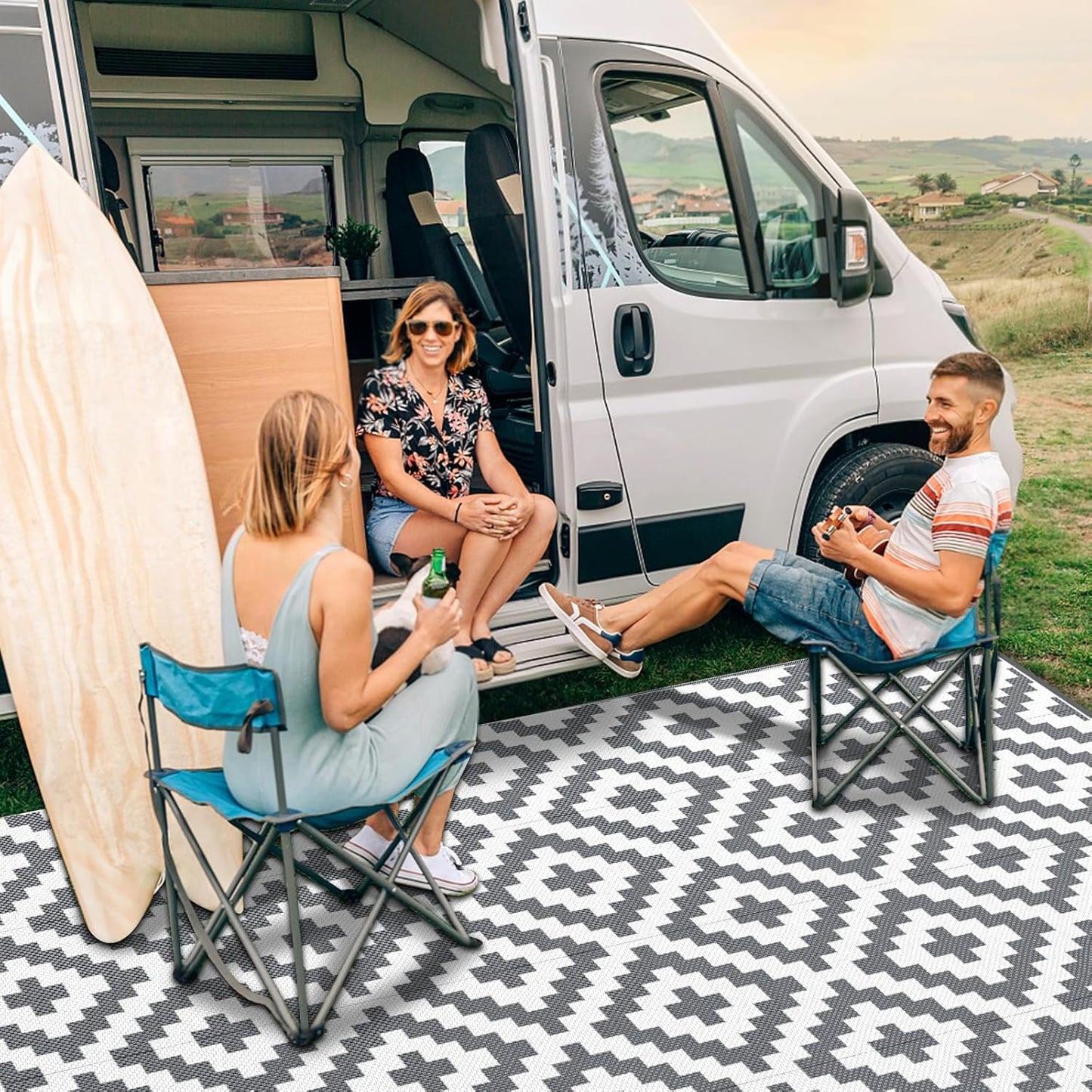Outdoor Rug Garden Geometric Large Waterproof Patio Area Non Slip Deck Floor Mat