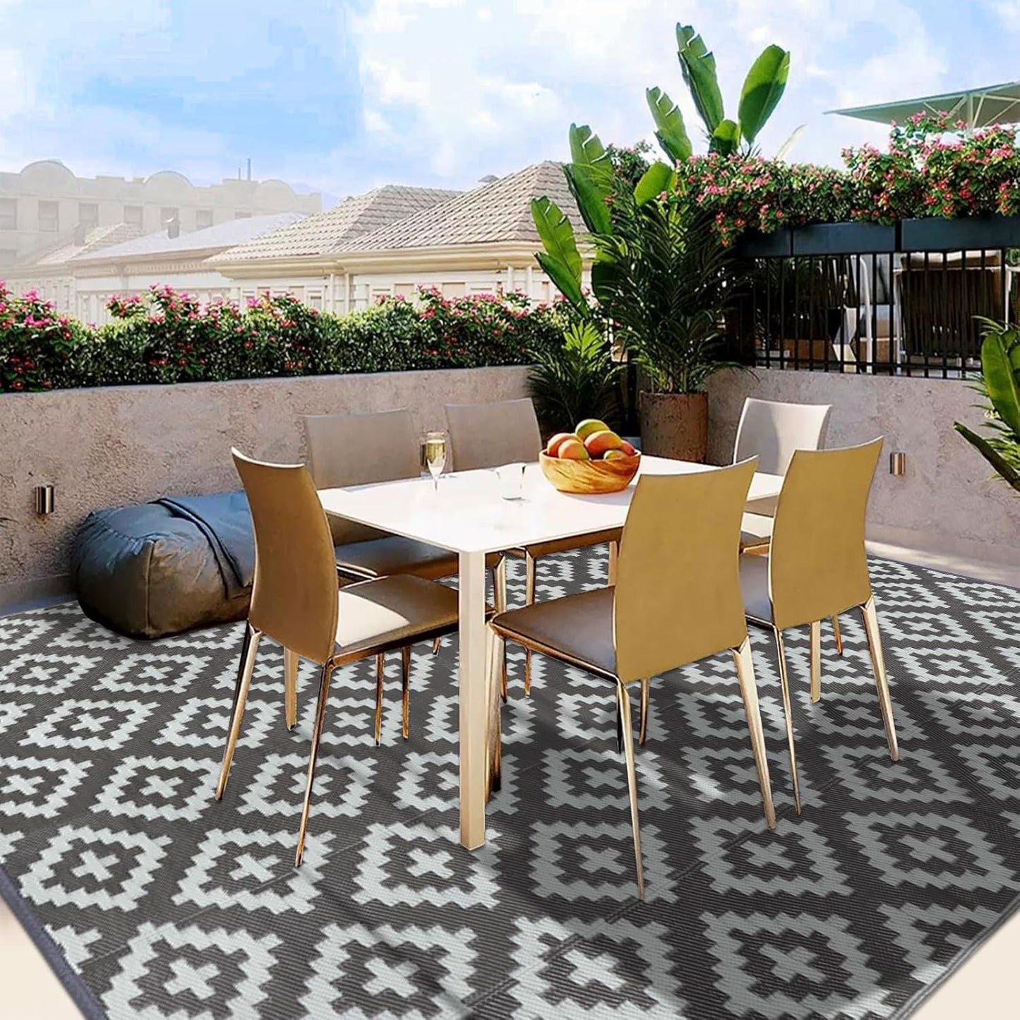 Outdoor Rug Garden Geometric Large Waterproof Patio Area Non Slip Deck Floor Mat