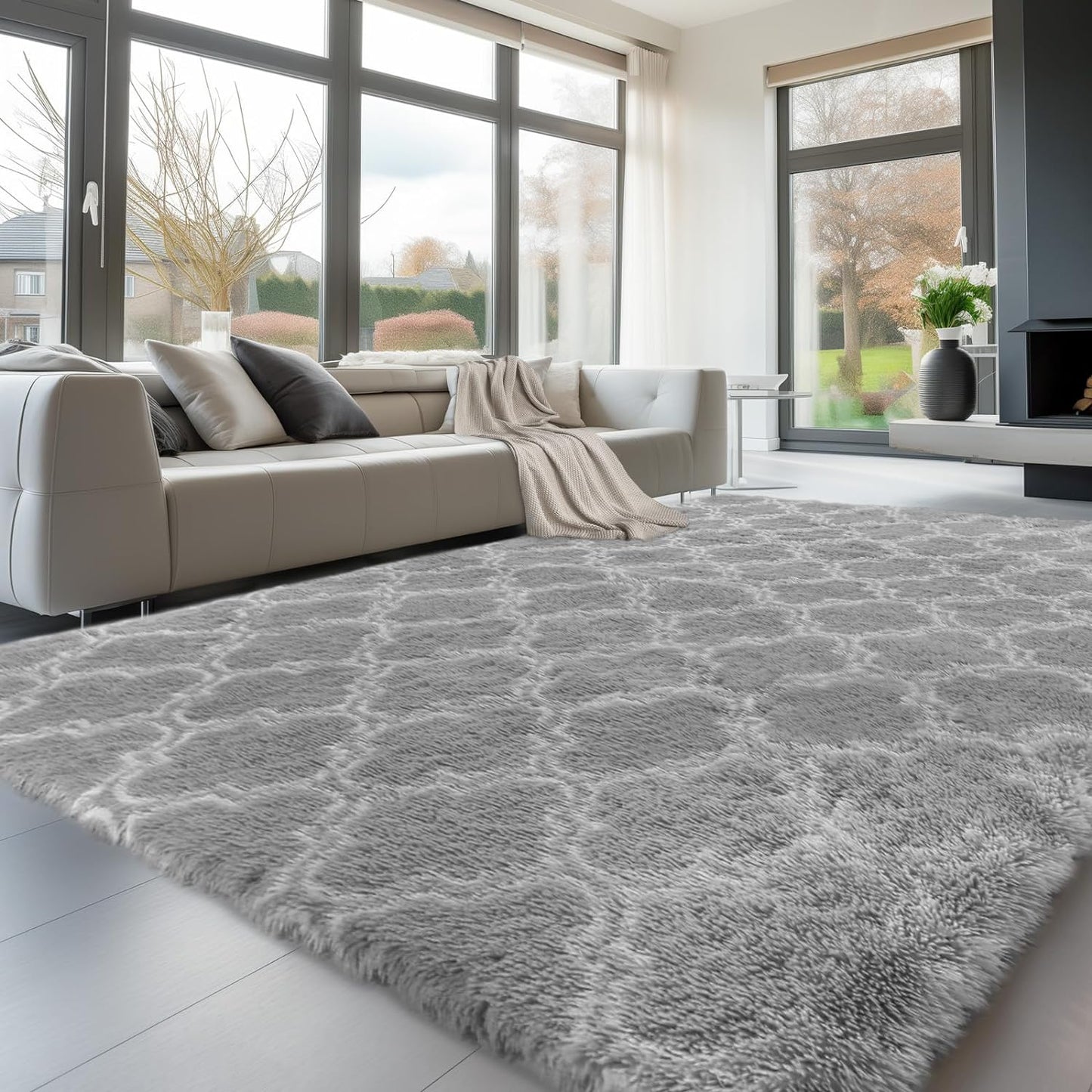 Fluffy Rugs Anti-Slip Large Shaggy Rug Super Soft Mat Living Room Bedroom Carpet
