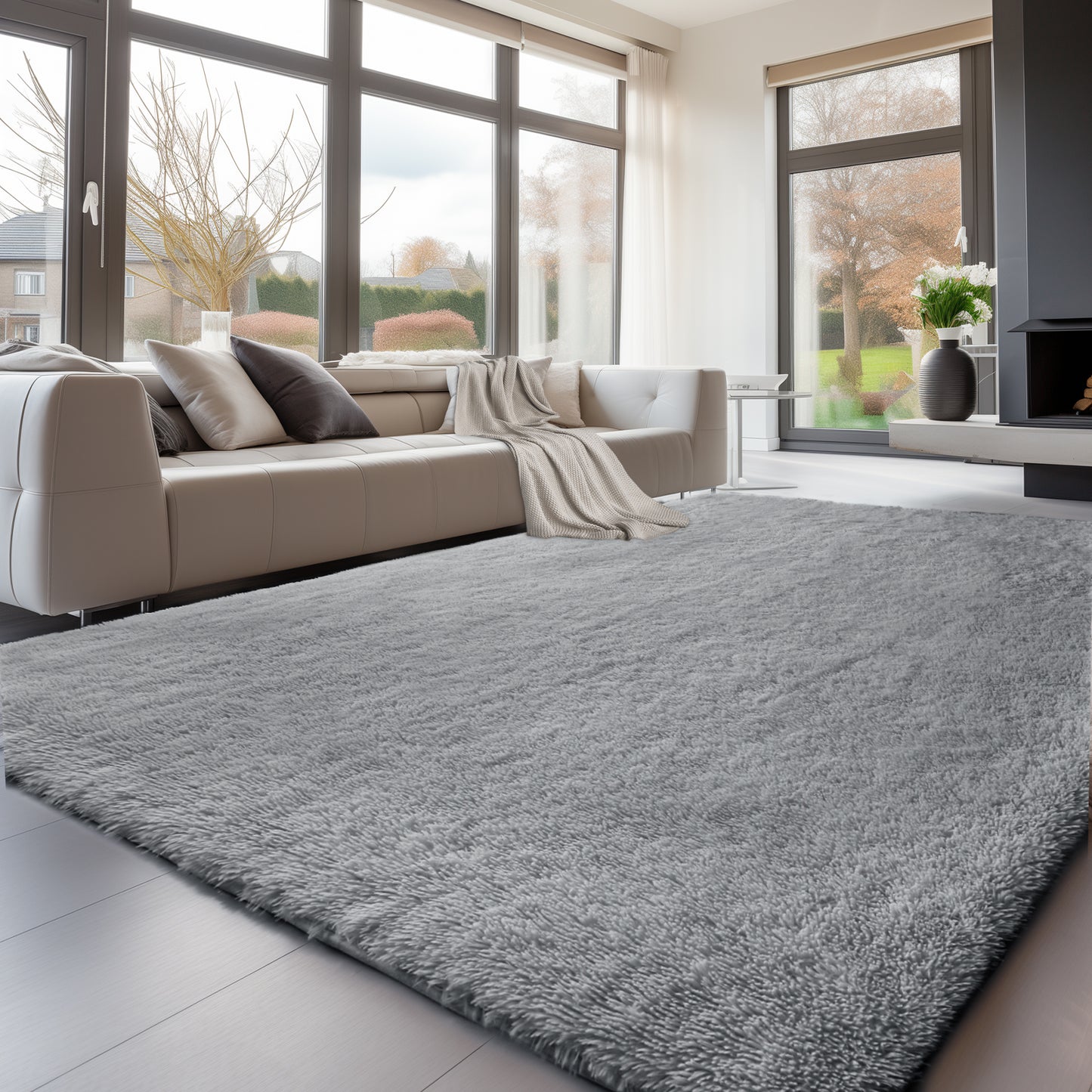 Fluffy Rugs Anti-Slip Large Shaggy Rug Super Soft Mat Living Room Bedroom Carpet