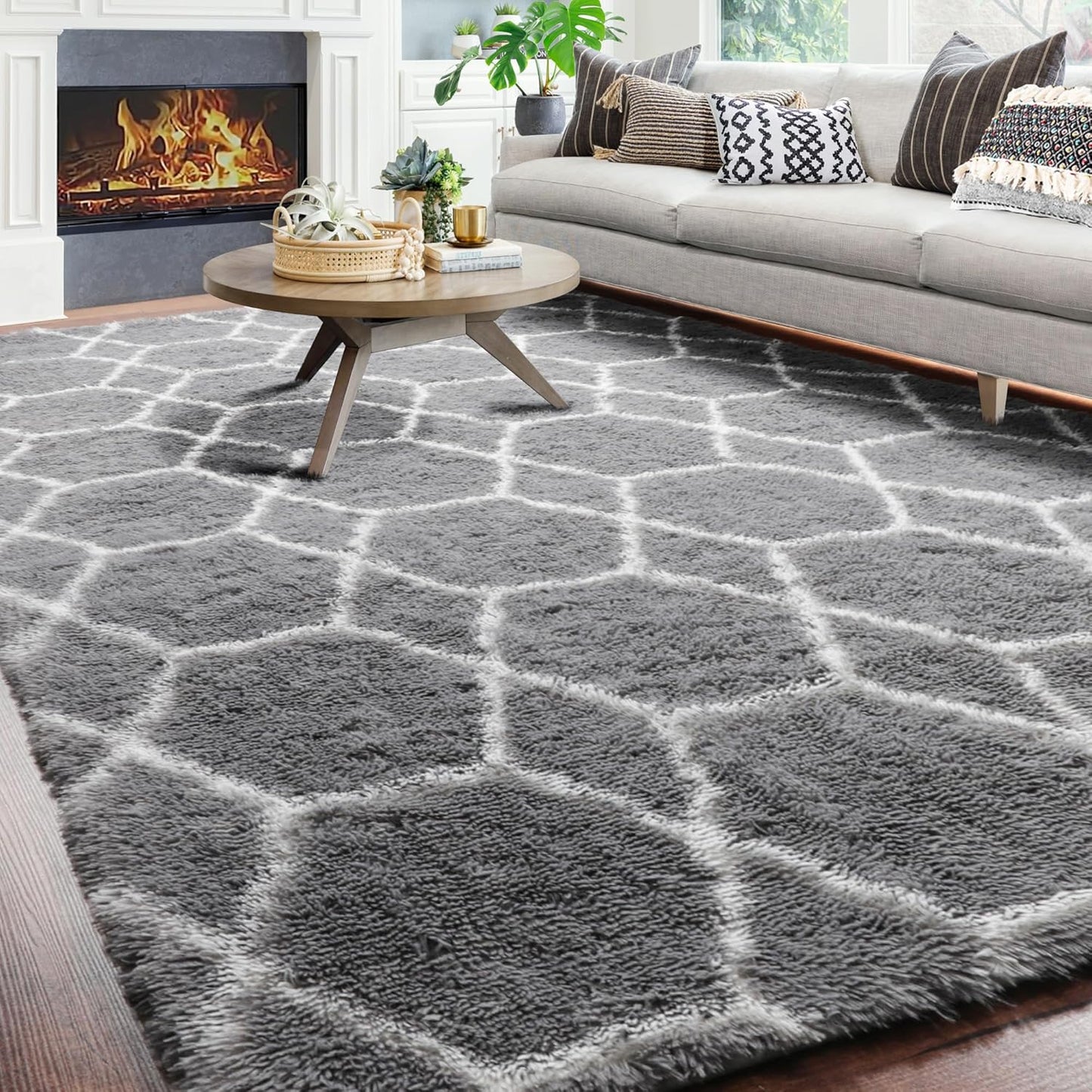 Fluffy Rugs Large Shaggy Rug Bedroom Living Room Anti Slip Soft Carpet Floor Mat