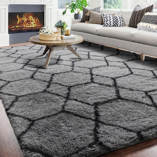 Fluffy Rugs Large Shaggy Rug Bedroom Living Room Anti Slip Soft Carpet Floor Mat
