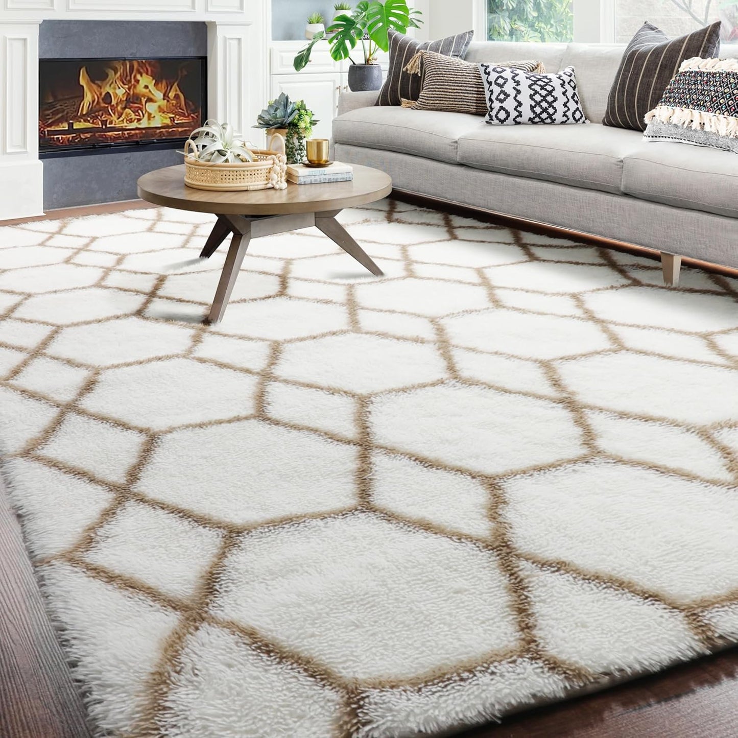 Fluffy Rugs Large Shaggy Rug Bedroom Living Room Anti Slip Soft Carpet Floor Mat