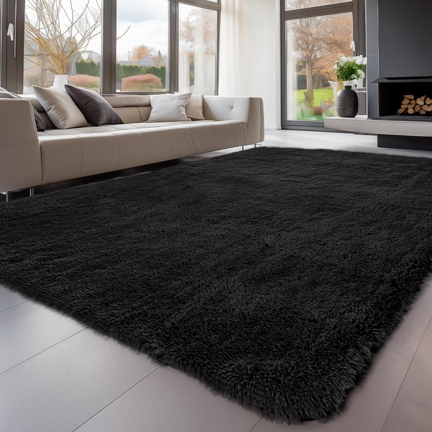 Fluffy Rugs Anti-Slip Large Shaggy Rug Super Soft Mat Living Room Bedroom Carpet