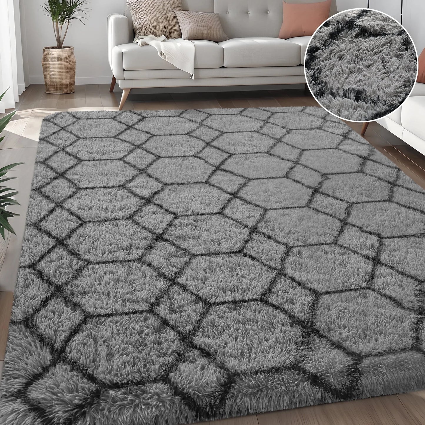 Fluffy Rugs Large Shaggy Rug Bedroom Living Room Anti Slip Soft Carpet Floor Mat