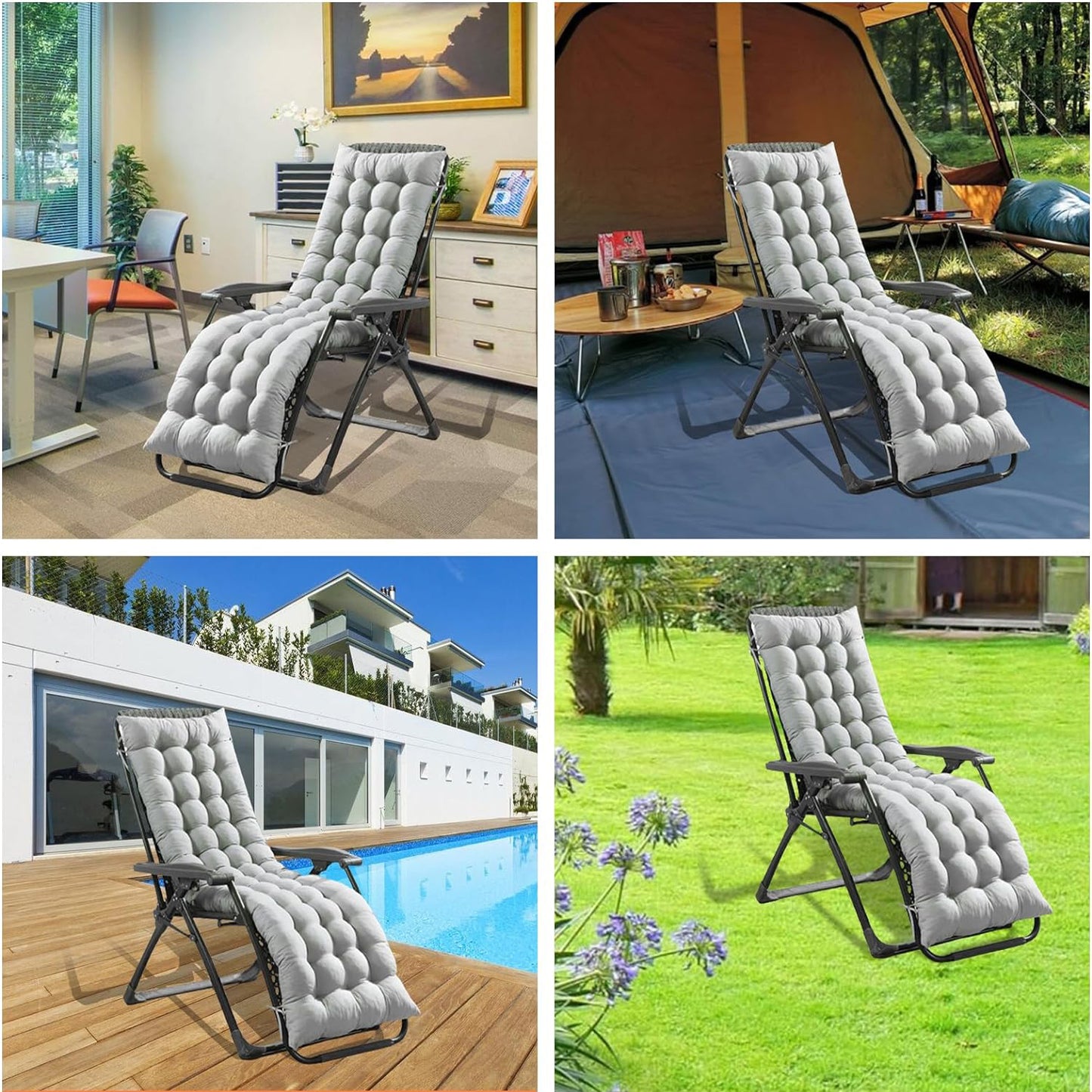 Sun Lounger Cushion Bench Chair Sunbed Garden Recliner Replacement Anti Slip