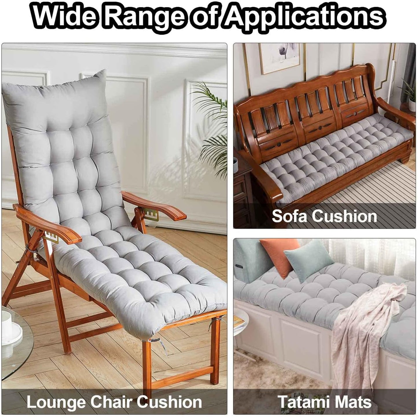 Sun Lounger Cushion Bench Chair Sunbed Garden Recliner Replacement Anti Slip