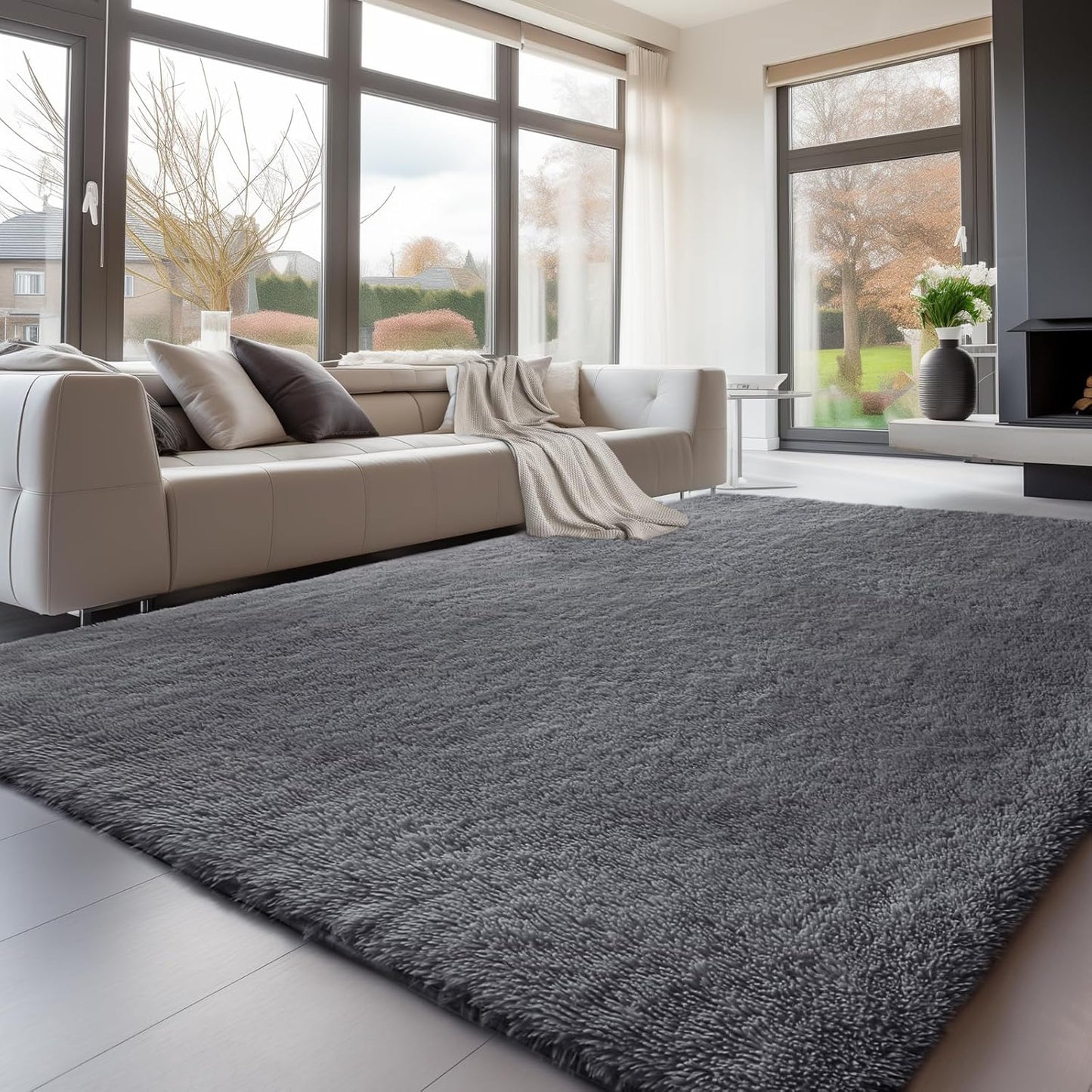 Fluffy Rugs Anti-Slip Large Shaggy Rug Super Soft Mat Living Room Bedroom Carpet